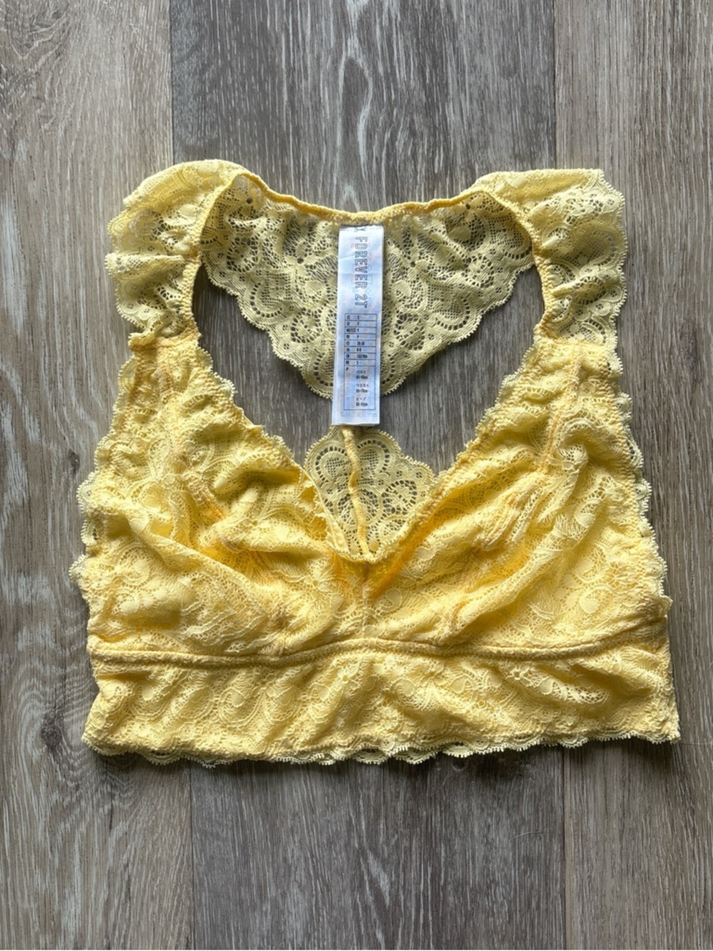 Forever 21 Yellow Lace Racerback Bralette Bra Size S